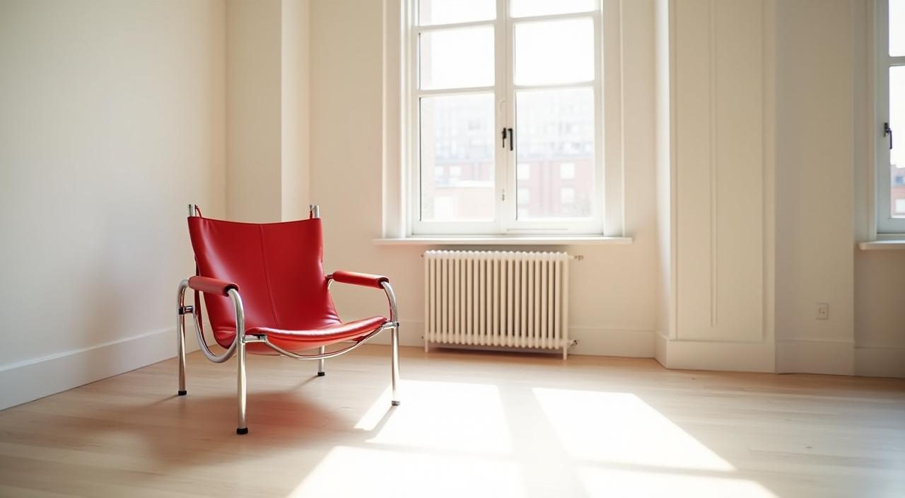 A completed Wassily-style chair kit in a sunlit modern apartment